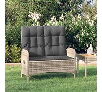 sephironlbb Banc de Jardin inclinable en Poly rotin Gris avec Coussins Confortables 107 cm, Cadre Acier Robuste, Dossier réglable, idéal terrasse Balcon Jardin pour détente Repas Lecture
