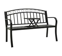 sephironlbb Banc de Jardin Noir en Acier Enduit de Poudre 120 cm avec Table Centrale, Assise Stable pour terrasse Balcon Patio, mobilier extérieur Convivial pour détente Repas et Lecture