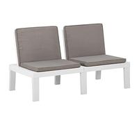 sephironlbb Banc de Jardin Plastique Blanc avec Coussins Anthracite 130x65x70 cm pour terrasse Balcon extérieur Convivial détente Repas Lecture