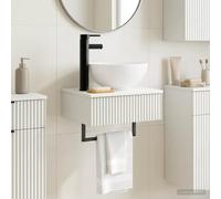 sephironlbb Basin de Lavage Mural Blanc Brillant en Bois d'ingénierie 40 x 35 x 39 cm avec lavabo intégré, Montage Facile, évacuation Rapide, idéal pour Salle de Bain