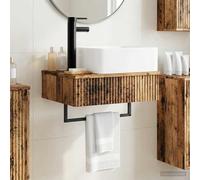 sephironlbb Basin de Lavage Mural en Bois Ancien 53 x 35 x 39 cm avec lavabo intégré, Meuble Vasque Salle Bain Suspendu Compact pour Rangement et Organisation sanitaire intérieur