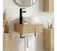 sephironlbb Basin de Lavage Mural en Bois d'ingénierie chêne Sonoma 40 x 35 x 39 cm avec lavabo intégré, Montage Facile, évacuation Rapide, idéal pour Salle de Bain