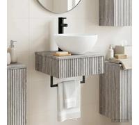 sephironlbb Basin de Lavage Mural en Bois d'ingénierie Sonoma Gris 40 x 41 x 40,5 cm avec évacuation Rapide pour Salle de Bain Moderne, Meuble lavabo Suspendu optimisé pour Rangement et Installation