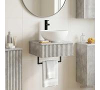 sephironlbb Basin de Lavage Mural Gris béton en Bois d'ingénierie 40 x 41 x 40,5 cm avec évacuation Rapide pour Salle de Bain Moderne et Rangement optimisé Suspendu Mural