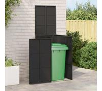 sephironlbb Boîte de Poubelle Noir en polyéthylène résistant UV 65 x 80 x 115 cm avec Cadre Acier revêtu, Tissage rotin Complet, Rangement extérieur pour terrasse Jardin Patio mobilier