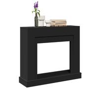 sephironlbb Bordure de cheminée en bois noir, 100 x 30 x 87,5 cm, pour cheminée électrique, surface de rangement, accessoires de cheminée et accessoires de poêle avec protection et rangement pour