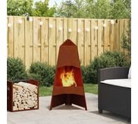 sephironlbb Brasero marron en acier résistant aux intempéries, 50 x 50 x 95 cm, poêle conique pour jardin et terrasse, foyer robuste pour des soirées agréables avec flamme et chaleur