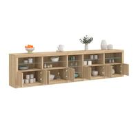 sephironlbb Buffet avec lumières LED chêne Sonoma 283x37x67 cm, Meuble Rangement avec Portes, étagère et tiroirs pour Cuisine Salon séjour entrée, Console bahut vaisselier décoratif