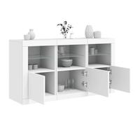 sephironlbb Buffet bahut Blanc avec lumières LED RVB 123x37x67 cm en Bois d'ingénierie, Rangement spacieux avec Portes et tiroirs, Meuble Console pour Salon Cuisine Salle à Manger entrée