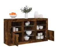 sephironlbb Buffet bahut Enfilade chêne fumé 123x37x67 cm avec lumières LED RVB, Meuble Rangement Salon séjour entrée, Armoire Console avec Portes et tiroirs, vitrine pour Vaisselle décoration
