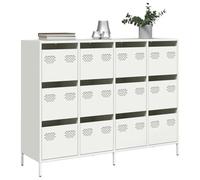 sephironlbb Buffet Blanc en Acier laminé à Froid 135x39x103,5 cm avec 12 tiroirs Rangement pour Salon Cuisine Salle à Manger Meuble Console desserte vaisselier Placard Organiseur