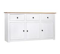 sephironlbb Buffet Blanc en pin Massif 135x40x80 cm avec 3 tiroirs 3 Portes Rangement Salon Cuisine entrée Meuble Console Rangement