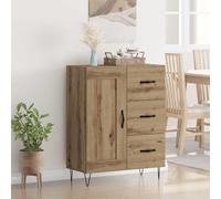 sephironlbb Buffet chêne Artisanal en Bois d’ingénierie 69,5 x 34 x 90 cm avec 3 tiroirs, 2 Portes et étagères, Meuble de Rangement Pratique pour Salle à Manger, Salon, entrée ou Cuisine Moderne