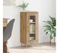 sephironlbb Buffet chêne Artisanal en Bois d'ingénierie 34,5 x 34 x 90 cm Meuble de Rangement Moderne avec Porte affleurante et poignées dorées pour Salon séjour Salle à Manger