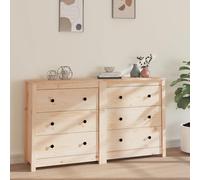 sephironlbb Buffet en Bois Massif de pin 140x35x80 cm Meuble de Rangement avec tiroirs et Portes pour Salon Cuisine Salle à Manger entrée, Armoire Console desserte Placard vaisselier