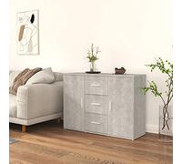 sephironlbb Buffet Gris béton en Bois d'ingénierie 91x29,5x65 cm avec 2 Portes 3 tiroirs Rangement pour Salon Cuisine Salle à Manger entrée Meuble Console