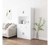 sephironlbb Buffet Haut Blanc en Bois d'ingénierie 80x33x70 cm avec Dessus 80x33x80 cm, Meuble de Rangement Mural pour Salon Cuisine Salle à Manger, Armoire Commode vaisselier Pratique et Stable