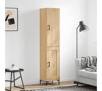 sephironlbb Buffet Haut en Bois d'ingénierie chêne Sonoma 34,5x34x180 cm avec Portes et Pieds métal, Meuble Rangement pour Cuisine Salon séjour Salle à Manger, Armoire Console Commode vitrine