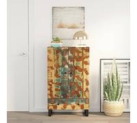 sephironlbb Buffet Haut en Bois Massif de récupération 60x33x100 cm avec tiroir et Pieds en Fer, Meuble de Rangement Industriel pour Salon Cuisine Salle à Manger entrée