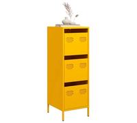 sephironlbb Buffet Haut Jaune Moutarde en Acier laminé 39x35x103,5 cm avec 3 tiroirs, Meuble de Rangement Multifonction pour Salon, Cuisine, séjour, entrée, Organisation et décoration