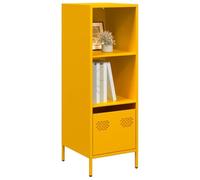 sephironlbb Buffet haut jaune moutarde en acier laminé à froid 35x39x103,5 cm avec tiroir et compartiments, meuble de rangement multifonction pour salon, cuisine, bureau, entrée, décor et organisation