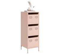 sephironlbb Buffet Haut Rose en Acier laminé à Froid 39x35x103,5 cm avec 3 tiroirs, Meuble de Rangement Multifonction pour Cuisine Salon séjour entrée, Console Armoire Commode Placard étagère