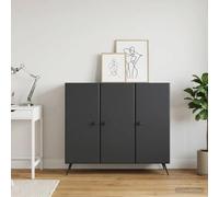 sephironlbb Buffet Noir en Bois d'ingénierie 89 x 34,5 x 80 cm avec 3 Portes, Meuble de Rangement Polyvalent pour Salle à Manger Salon entrée, Espace de Stockage pour Vaisselle Couvert décoration