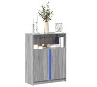 sephironlbb Buffet Sonoma Gris avec LED en Bois d'ingénierie 77x34x100 cm, Meuble de Rangement avec Porte et étagère pour Salon, Cuisine, entrée, Rangement Pratique et Design Contemporain