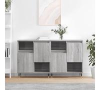 sephironlbb Buffets 2 pcs Sonoma Gris Bois d'ingénierie 120x35x70 cm Rangement Meuble Buffet bahut vaisselier Armoire Commode pour Salon séjour Cuisine avec tiroir Porte Niche