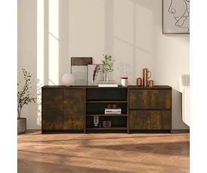 sephironlbb Buffets 3 pcs en bois d'ingénierie chêne fumé, meuble de rangement avec portes, étagères, tiroirs, buffet bahut pour salon, cuisine, salle à manger, entrée, rangement pratique et décoratif