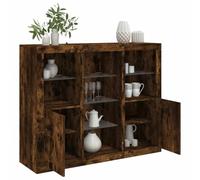 sephironlbb Buffets avec lumières LED RVB 3 pcs chêne fumé Bois d'ingénierie 123x37x100 cm Ensemble Rangement Salon Salle à Manger décor Moderne
