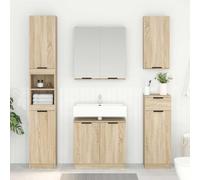 sephironlbb Cabinet de Salle de Bain en Bois d'ingénierie Chêne Sonoma 64,5 x 33,5 x 59 cm avec Portes et poignées Noires, Meuble lavabo Rangement Pratique pour Salle de Bain Moderne
