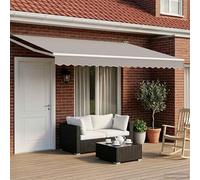 sephironlbb Cadre de Store rétractable électrique Blanc en Aluminium 4 x 2 m avec lumières LED solaires, poignée manivelle, Bras Robustes pour terrasse Balcon Jardin extérieur