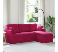 sephironlbb Canapé Bordeaux en Velours 198 x 134 x 80 cm avec Accoudoirs en Bois, Coussin Mousse, Cadre Métal Stable, Salon Séjour Chambre Relax, Convertible Modulable pour Réception
