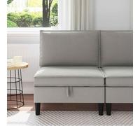 sephironlbb Canapé Central avec Rangement Gris Clair en Velours 70 x 70 x 82 cm avec Coussins Confortables et Grand Espace de Rangement pour Salon séjour Bureau Chambre