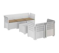 sephironlbb Canapé de Jardin 5 Places avec Coussins Blanc en PP Résistant aux Intempéries et UV, Modular, Facile à Assembler pour Terrasse, Balcon, Véranda, Salon de Détente Extérieur