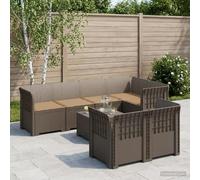 sephironlbb Canapé de Jardin 7 Places avec Coussins Gris Clair Polypropylène Résistant UV Intempéries Modular pour Terrasse Balcon Véranda Lounge Confortable