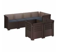sephironlbb Canapé de Jardin 7 Places avec Coussins Gris Marron Résistant aux UV et Intempéries Modular pour Terrasse Balcon Véranda Salon Extérieur