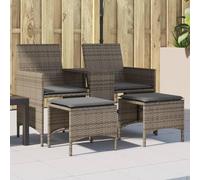 sephironlbb Canapé Jardin 2 Places Gris en résine tressée avec Table et tabourets, Coussins Amovibles, Cadre Acier Enduit de Poudre, mobilier extérieur pour terrasse, Balcon, véranda
