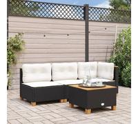 sephironlbb Canapé Jardin d'angle en résine tressée Noir avec Coussins Blanc crème, 63,5x63,5x62 cm, Module Salon extérieur terrasse Balcon, Assise Confortable pour détente et réception
