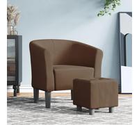 sephironlbb Chaise Cabriolet Marron en Tissu avec Repose-Pied, Fauteuil Confortable pour Salon Bureau Chambre, Assise rembourrée avec Dossier et accoudoirs