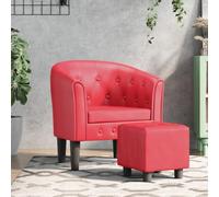 sephironlbb Chaise Cabriolet Rouge en Similicuir avec Repose-Pied, Fauteuil Confortable avec Dossier et accoudoirs, siège rembourré pour Salon, Bureau, Chambre, détente et Lecture
