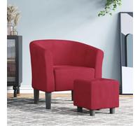 sephironlbb Chaise Cabriolet Velours Rouge Bordeaux avec Repose-Pied, Fauteuil Confortable avec accoudoir et Dossier rembourré, siège Salon Bureau Chambre détente Lecture Maison
