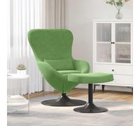 sephironlbb Chaise Œuf Velours Vert Clair avec Pouf, Fauteuil Salon Bureau Chambre, Base Pivotante 360°, Accoudoirs Confortables, Design Moderne pour Détente et Lecture