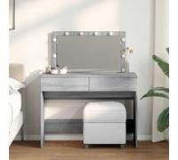 sephironlbb Coiffeuse maquillage sonoma gris avec miroir LED 100x40x120 cm, meuble rangement avec 2 tiroirs, table toilette bureau console pour chambre, dressing, salon beauté, organisateur cosmétique