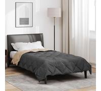 sephironlbb Couette d'été en microfibre anthracite et taupe - 200 x 135 cm - Respirante et légère - Convient aux personnes allergiques - Lavable - Pour chambre à coucher et chambre d'amis