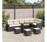sephironlbb Ensemble canapé Jardin 12 pcs polyrotin Noir crème avec Coussins résistants, Module Angle Fauteuil Banquette pour terrasse Balcon Patio, Salon extérieur détente réception apéritif Piscine