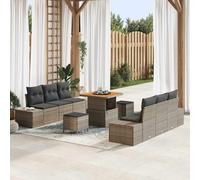 sephironlbb Ensemble canapé Jardin 9 pcs Gris en Poly rotin avec Coussins modulaires, Table et poufs, mobilier extérieur résistant aux intempéries pour terrasse, Balcon, Patio
