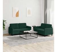 sephironlbb Ensemble canapés Velours Vert foncé 2 pièces 2 Places 138x77x80 cm Structure métal contreplaqué avec Coussins Confort Salon séjour Chambre Assise Dossier accoudoir