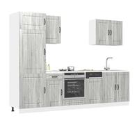 sephironlbb Ensemble d'armoires de Cuisine 7 pcs Kalmar Bois d'ingénierie Sonoma Gris avec Placard Colonne et tiroirs pour Rangement Vaisselle ustensile et casseroles